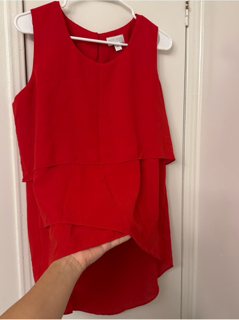 Red Layered Sleeveless Top Medium